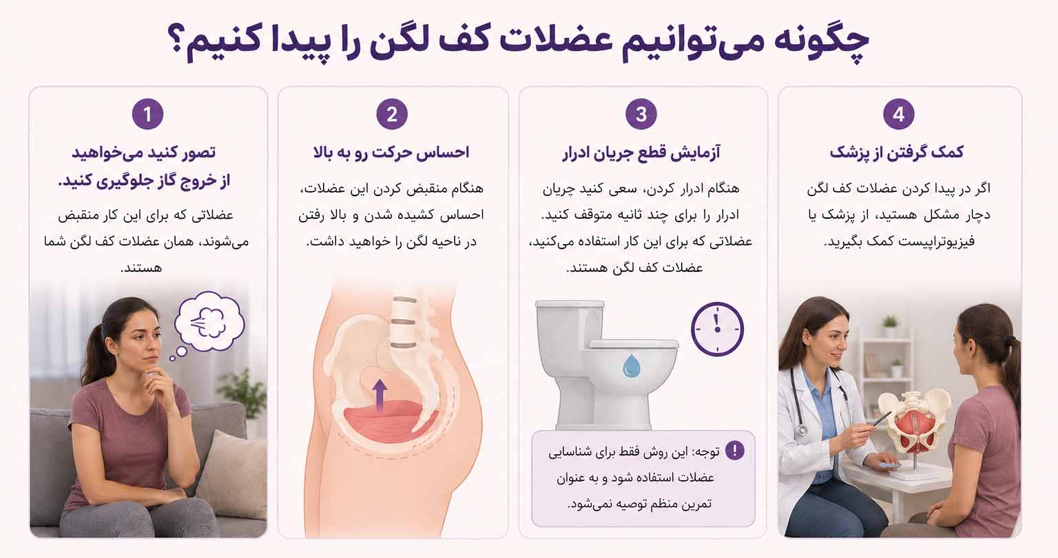 چگونه میتوانیم عضلات کف لگن را پیدا کنیم؟
